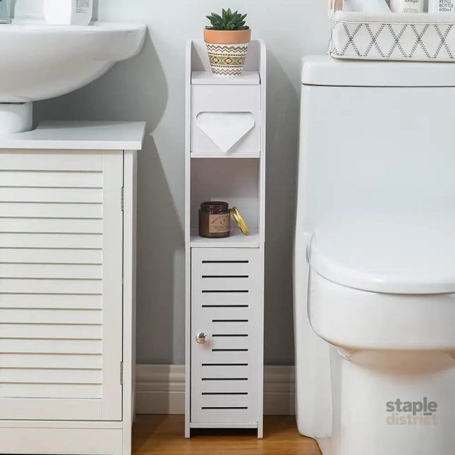 CARLA HOME Slim Bathroom Cabinet with Toilet Paper Holder for Toilet or Laundry Room-2050057506557923329