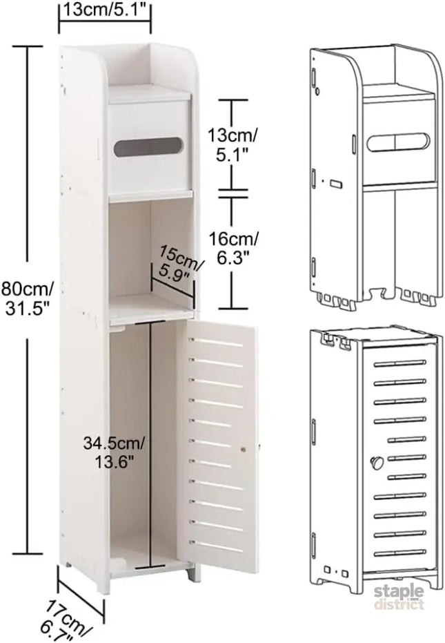 CARLA HOME Slim Bathroom Cabinet with Toilet Paper Holder for Toilet or Laundry Room-2050057506557923330