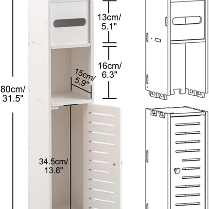 CARLA HOME Slim Bathroom Cabinet with Toilet Paper Holder for Toilet or Laundry Room-2050057506557923330