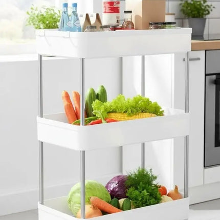 CARLA HOME Slim Storage Cart Organizer Trolley with Wheels for Kitchen, Bathroom, Laundry & Narrow Spaces (3 tier)-2050057504540463104