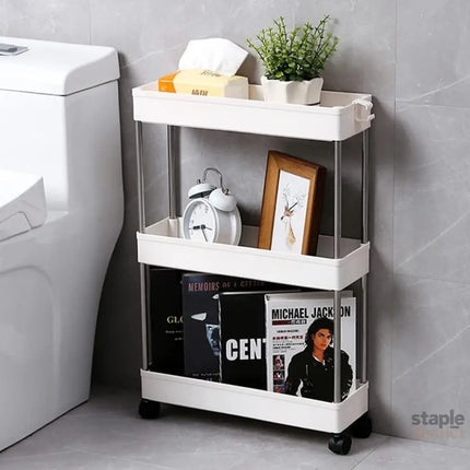 CARLA HOME Slim Storage Cart Organizer Trolley with Wheels for Kitchen, Bathroom, Laundry & Narrow Spaces (3 tier)-2050057504540463107