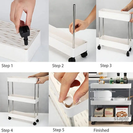 CARLA HOME Slim Storage Cart Organizer Trolley with Wheels for Kitchen, Bathroom, Laundry & Narrow Spaces (3 tier)-2050057504540463110