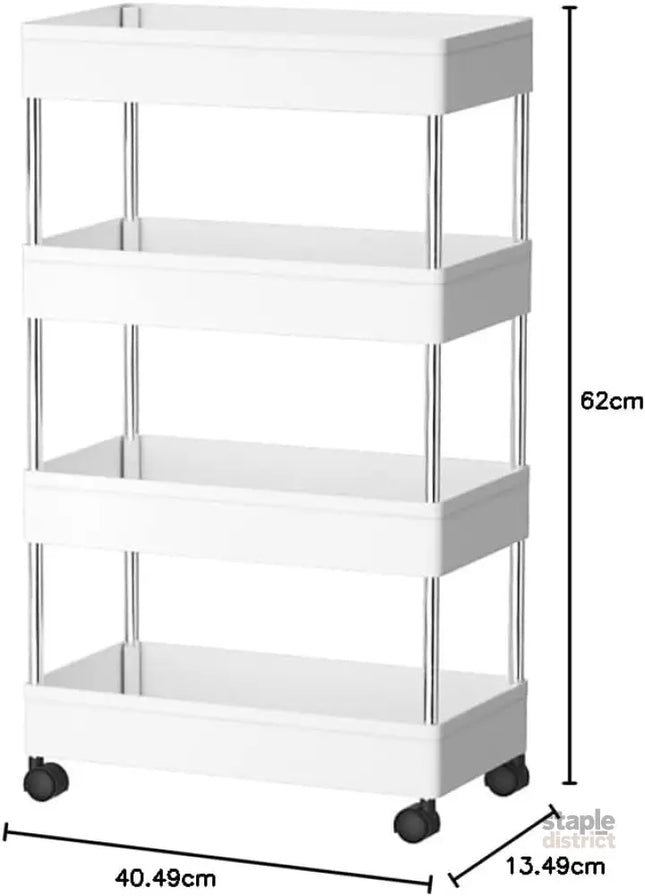 CARLA HOME Slim Storage Cart Organizer Trolley with Wheels for Kitchen, Bathroom, Laundry & Narrow Spaces (4 tier)-2050057516636835841