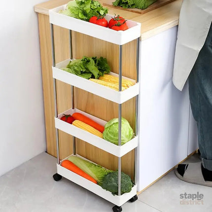 CARLA HOME Slim Storage Cart Organizer Trolley with Wheels for Kitchen, Bathroom, Laundry & Narrow Spaces (4 tier)-2050057516636835844