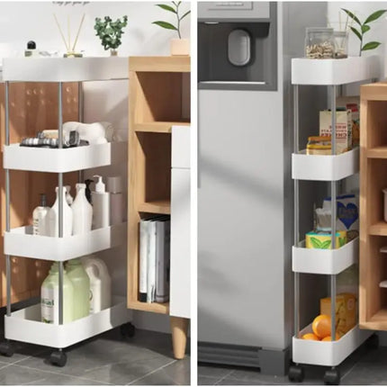 CARLA HOME Slim Storage Cart Organizer Trolley with Wheels for Kitchen, Bathroom, Laundry & Narrow Spaces (4 tier)-2050057516636835842