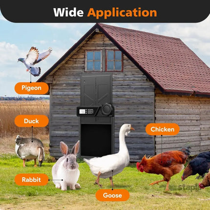 CARLA HOME Solar Automatic Chicken Coop Door with Timer, Light Sensor, Remote Control, Anti-Pinch, LED Screen & USB Charging-2050057516150296583