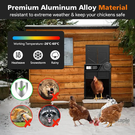 CARLA HOME Solar Automatic Chicken Coop Door with Timer, Light Sensor, Remote Control, Anti-Pinch, LED Screen & USB Charging-2050057516150296582