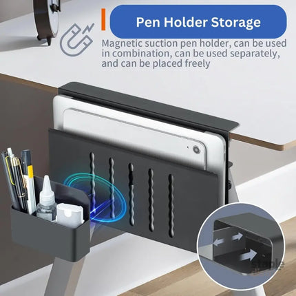 CARLA HOME Under Desk Side Laptop Holder Storage with No Drill Cable Management Tray and Pen Storage for Office and Home-2042061550734413831
