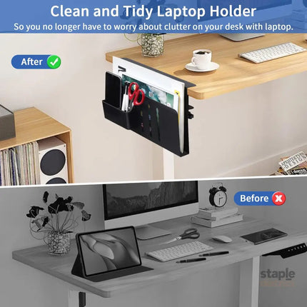 CARLA HOME Under Desk Side Laptop Holder Storage with No Drill Cable Management Tray and Pen Storage for Office and Home-2042061550734413828