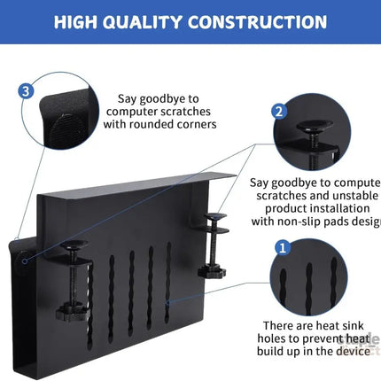 CARLA HOME Under Desk Side Laptop Holder Storage with No Drill Cable Management Tray and Pen Storage for Office and Home-2042061550734413829