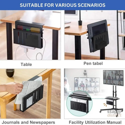 CARLA HOME Under Desk Side Laptop Holder Storage with No Drill Cable Management Tray and Pen Storage for Office and Home-2042061550734413827