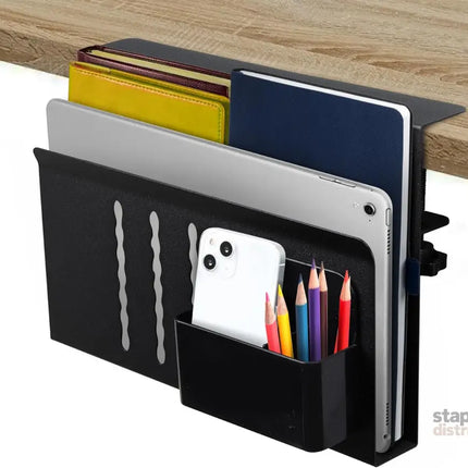 CARLA HOME Under Desk Side Laptop Holder Storage with No Drill Cable Management Tray and Pen Storage for Office and Home-2042061550734413824