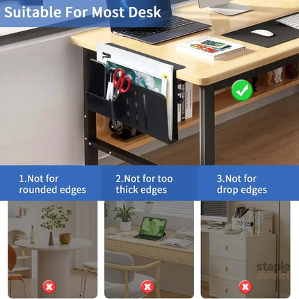 CARLA HOME Under Desk Side Laptop Holder Storage with No Drill Cable Management Tray and Pen Storage for Office and Home-2042061550734413826