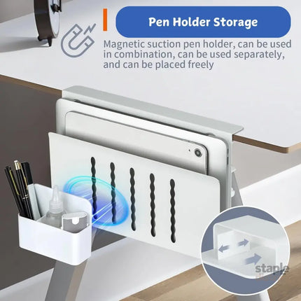 CARLA HOME Under Desk Side Laptop Holder Storage with No Drill Cable Management Tray and Pen Storage for Office and Home-2042061550973489159