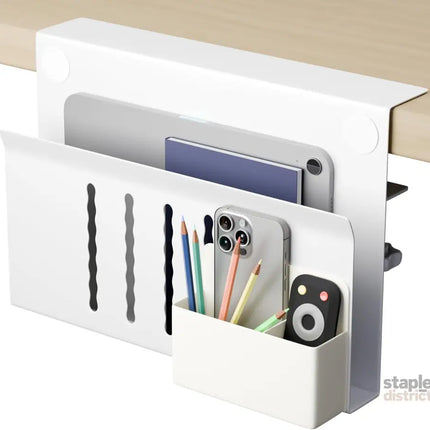 CARLA HOME Under Desk Side Laptop Holder Storage with No Drill Cable Management Tray and Pen Storage for Office and Home-2042061550973489152
