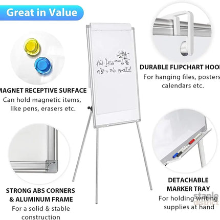 CARLA HOME Whiteboard Easel Portable Magnetic Dry Erase Board with Adjustable Tripod Stand & Height Adjustable for Office & Home (90x60cm)-2050057515944775684