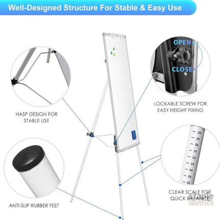 CARLA HOME Whiteboard Easel Portable Magnetic Dry Erase Board with Adjustable Tripod Stand & Height Adjustable for Office & Home (90x60cm)-2050057515944775683