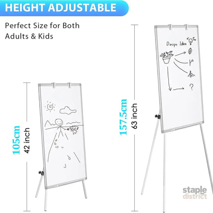 CARLA HOME Whiteboard Easel Portable Magnetic Dry Erase Board with Adjustable Tripod Stand & Height Adjustable for Office & Home (90x60cm)-2050057515944775681