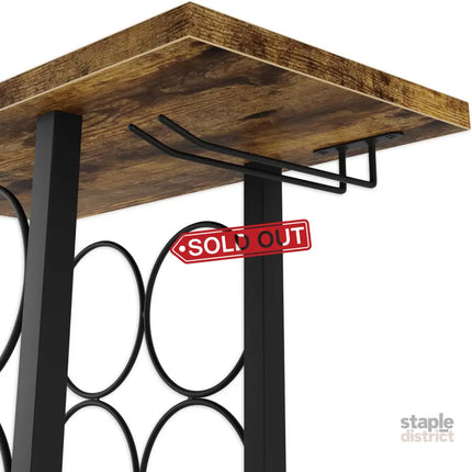 CARLA HOME Wine Rack Countertop Wooden & Metal Holder for 6 Bottles & 2 Glasses-2042061553213247495