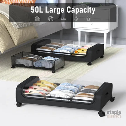 CARLA HOME XXL Under Bed Rolling Storage Containers with 50L Large Capacity and Wheels-2042061559898968065