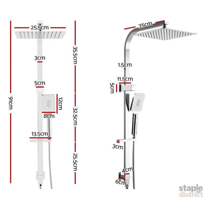 Cefito 10’’ Rain Shower Head Set Handheld Square High Pressure Chrome - Furniture > Bathroom > Shower Heads & Screens