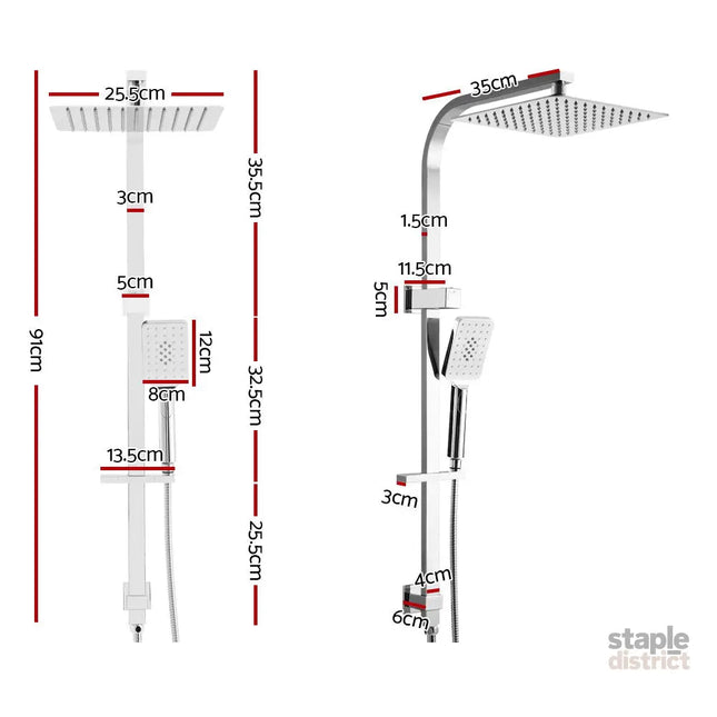 Cefito 10’’ Rain Shower Head Set Handheld Square High Pressure Chrome - Furniture > Bathroom > Shower Heads & Screens