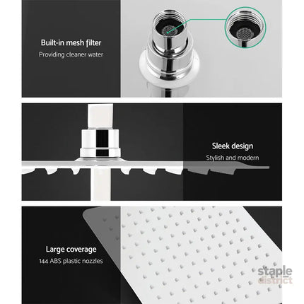 Cefito 10’’ Rain Shower Head Set Handheld Square High Pressure Chrome - Furniture > Bathroom > Shower Heads & Screens