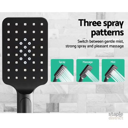 Cefito 8’’ Rain Shower Head Set Handheld Square High Pressure Black - Home & Garden > Bathroom Accessories > Shower