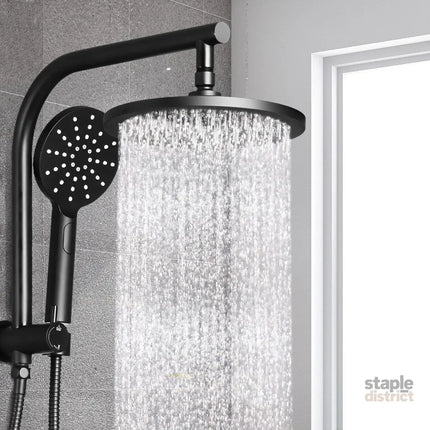 Cefito 9’’ Rain Shower Head Set Handheld Round High Pressure Black - Home & Garden > Bathroom Accessories > Shower