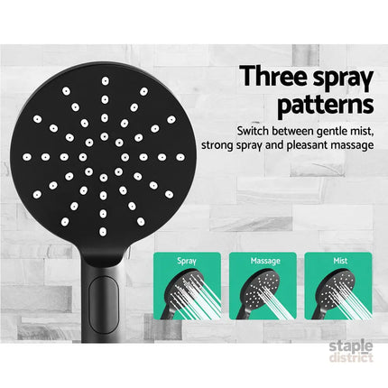 Cefito 9’’ Rain Shower Head Set Handheld Round High Pressure Black - Home & Garden > Bathroom Accessories > Shower
