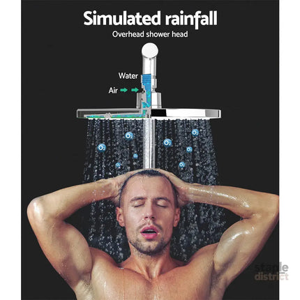 Cefito 9’’ Rain Shower Head Set Handheld Round High Pressure Chrome - Furniture > Bathroom > Shower Heads & Screens
