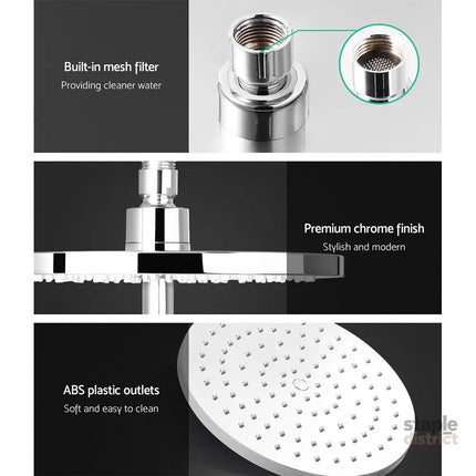 Cefito 9’’ Rain Shower Head Set Handheld Round High Pressure Chrome - Furniture > Bathroom > Shower Heads & Screens