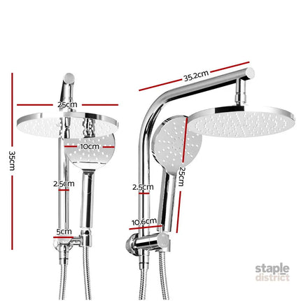 Cefito 9’’ Rain Shower Head Set Handheld Round High Pressure Chrome - Furniture > Bathroom > Shower Heads & Screens