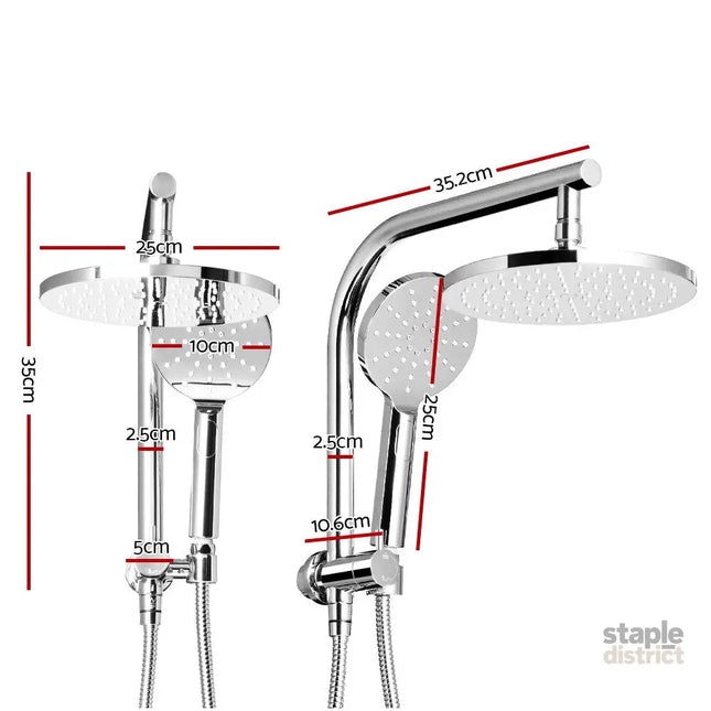 Cefito 9’’ Rain Shower Head Set Handheld Round High Pressure Chrome - Furniture > Bathroom > Shower Heads & Screens