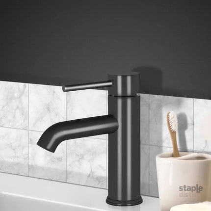 Cefito Bathroom Basin Mixer Tap Round Brass Faucet Vanity Laundry Black - Home & Garden > Bathroom Accessories > Shower