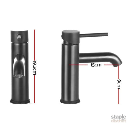 Cefito Bathroom Basin Mixer Tap Round Brass Faucet Vanity Laundry Black - Home & Garden > Bathroom Accessories > Shower