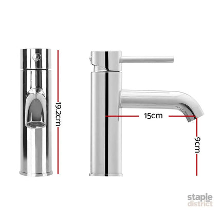 Cefito Bathroom Basin Mixer Tap Round Brass Faucet Vanity Laundry Chrome - Furniture > Bathroom > Tap & Sink Accessories