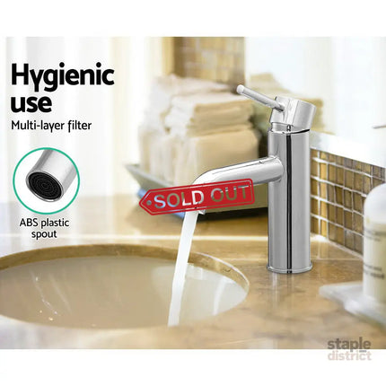 Cefito Bathroom Basin Mixer Tap Round Brass Faucet Vanity Laundry Chrome - Furniture > Bathroom > Tap & Sink Accessories