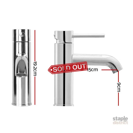 Cefito Bathroom Basin Mixer Tap Round Brass Faucet Vanity Laundry Chrome - Furniture > Bathroom > Tap & Sink Accessories
