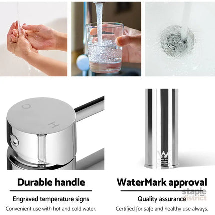Cefito Bathroom Basin Mixer Tap Round Brass Faucet Vanity Laundry Chrome - Furniture > Bathroom > Tap & Sink Accessories