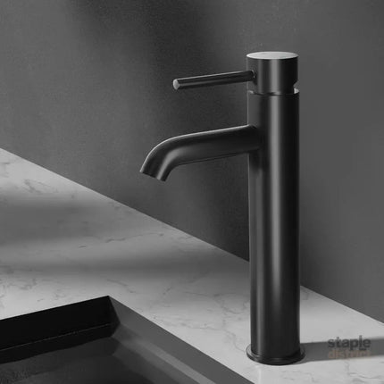 Cefito Bathroom Basin Mixer Tap Round Tall Faucet Vanity Laundry Black - Furniture > Bathroom > Tap & Sink Accessories