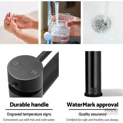 Cefito Bathroom Basin Mixer Tap Round Tall Faucet Vanity Laundry Black - Furniture > Bathroom > Tap & Sink Accessories