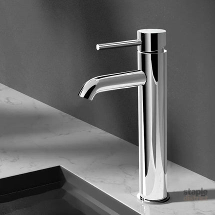 Cefito Bathroom Basin Mixer Tap Round Tall Faucet Vanity Laundry Chrome - Furniture > Bathroom > Tap & Sink Accessories