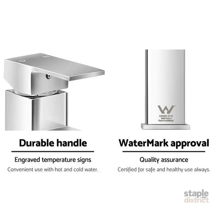 Cefito Bathroom Basin Mixer Tap Square Faucet Vanity Laundry Chrome - Furniture > Bathroom > Tap & Sink Accessories