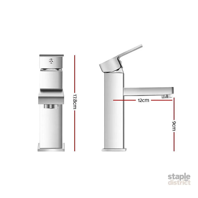 Cefito Bathroom Basin Mixer Tap Square Faucet Vanity Laundry Chrome - Furniture > Bathroom > Tap & Sink Accessories