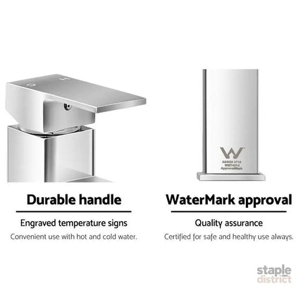 Cefito Bathroom Basin Mixer Tap Square Faucet Vanity Laundry Chrome - Furniture > Bathroom > Tap & Sink Accessories