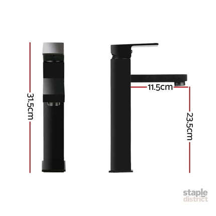 Cefito Bathroom Basin Mixer Tap Square Tall Faucet Vanity Laundry Black - Furniture > Bathroom > Tap & Sink Accessories
