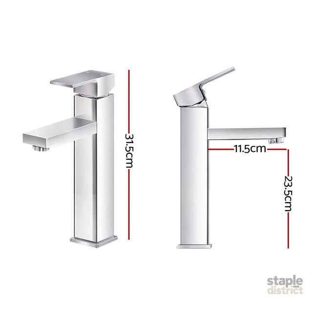 Cefito Bathroom Basin Mixer Tap Square Tall Faucet Vanity Laundry Chrome - Furniture > Bathroom > Tap & Sink Accessories