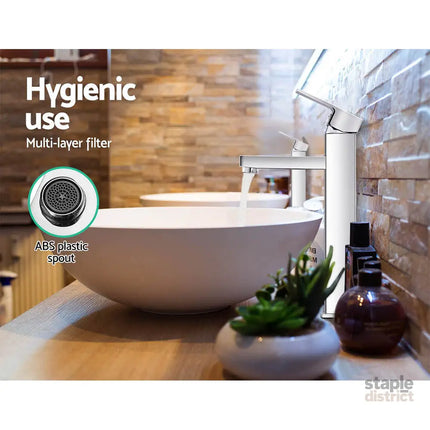 Cefito Bathroom Basin Mixer Tap Square Tall Faucet Vanity Laundry Chrome - Furniture > Bathroom > Tap & Sink Accessories
