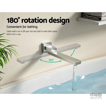 Cefito Bathroom Mixer Spout Wall Bath Tap Square Swivel Bathtub Chrome - Furniture > Bathroom > Tap & Sink Accessories
